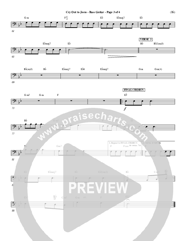 Cry Out To Jesus Rhythm Chart (Third Day)