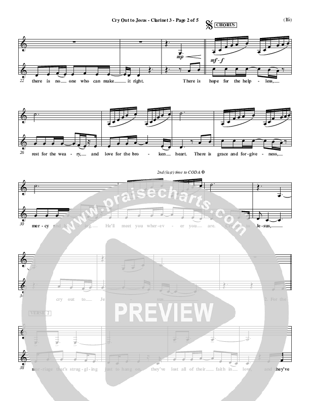 Cry Out To Jesus Clarinet 3 (Third Day)