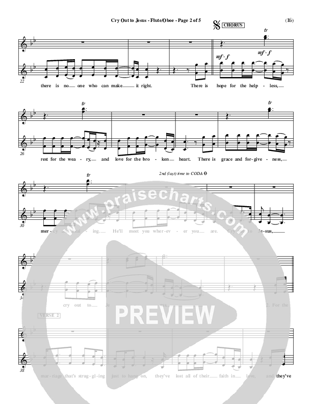 Cry Out To Jesus Flute/Oboe (Third Day)