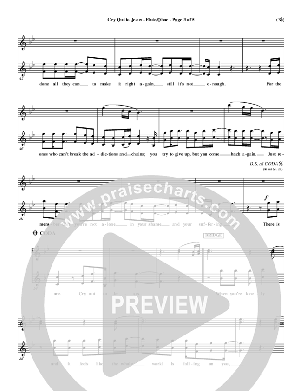 Cry Out To Jesus Flute/Oboe (Third Day)