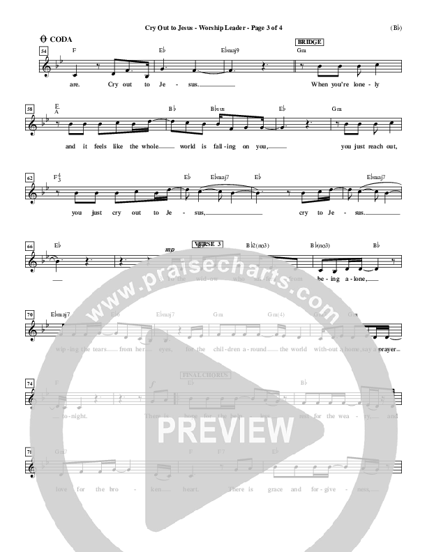 Cry Out To Jesus Lead Sheet (Third Day)