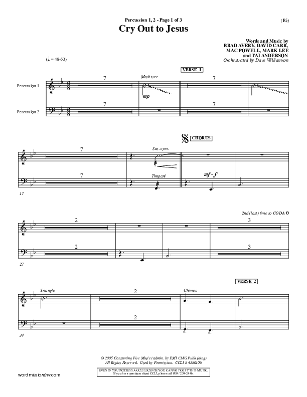 Cry Out To Jesus Percussion 1/2 (Third Day)