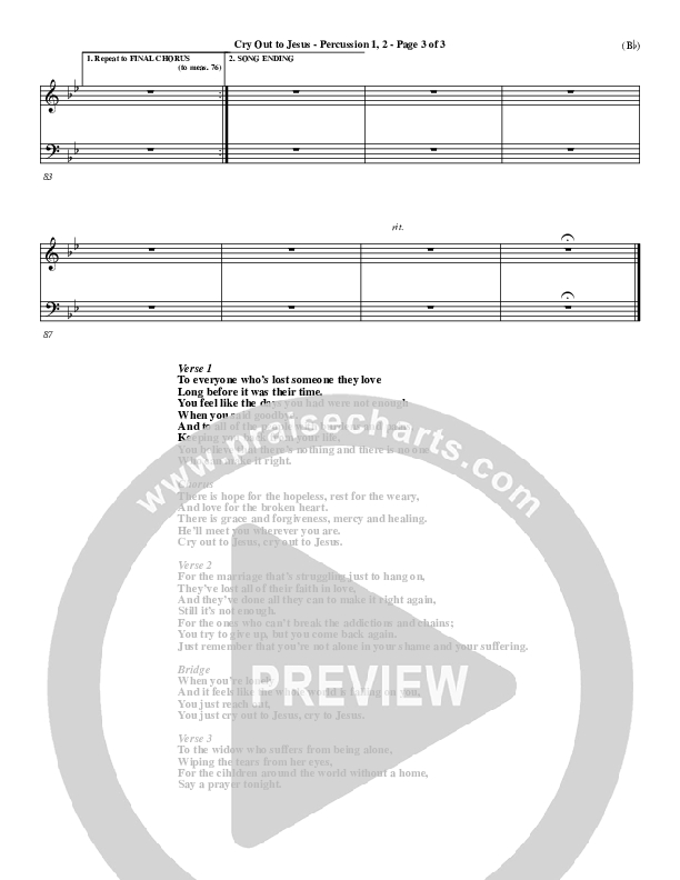 Cry Out To Jesus Percussion 1/2 (Third Day)