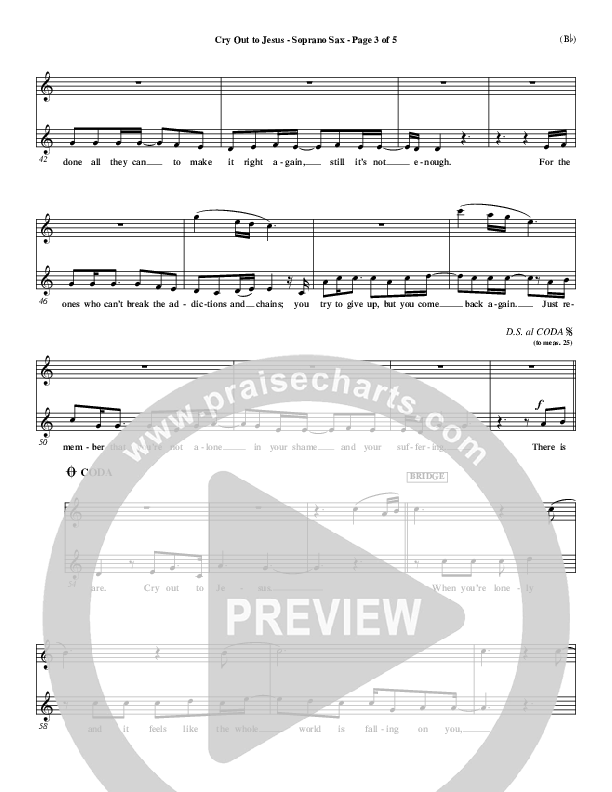 Cry Out To Jesus Soprano Sax (Third Day)