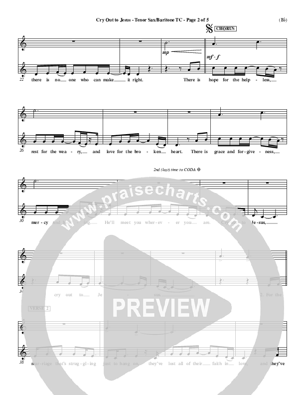 Cry Out To Jesus Tenor Sax/Baritone T.C. (Third Day)