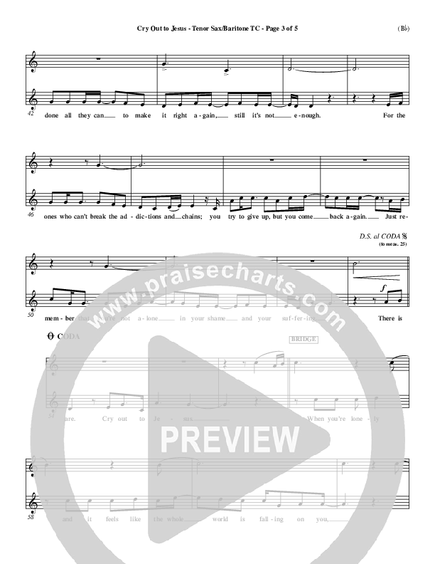 Cry Out To Jesus Tenor Sax/Baritone T.C. (Third Day)