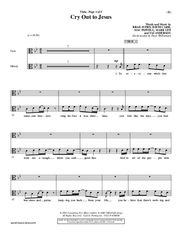 Cry Out To Jesus Viola (Third Day)