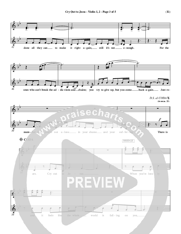 Cry Out To Jesus Violin 1/2 (Third Day)