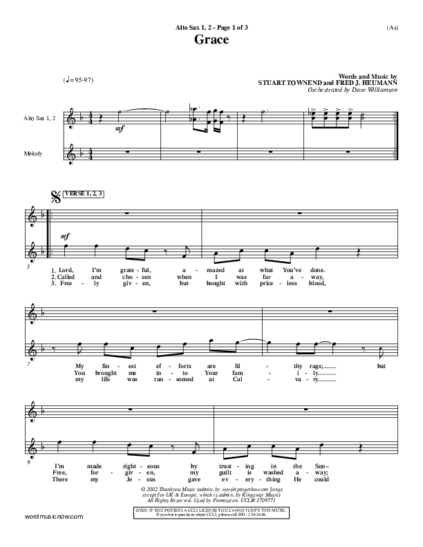 Grace Alto Sax 1/2 (Stuart Townend)