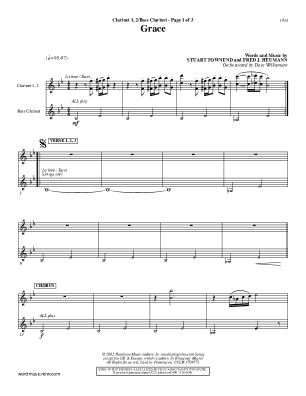 Grace Clarinet 1/2, Bass Clarinet (Stuart Townend)