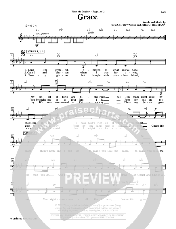 Grace Lead Sheet (Stuart Townend)