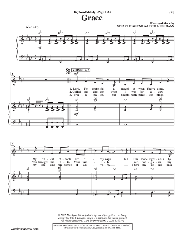 Grace Piano Sheet (Stuart Townend)