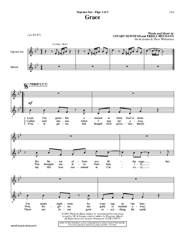 Grace Soprano Sax (Stuart Townend)