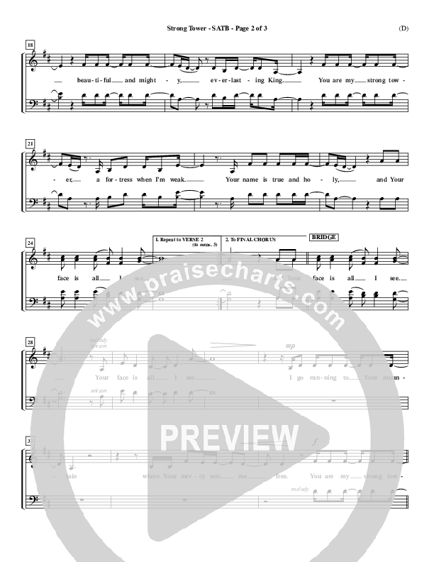 Strong Tower Choir Sheet (SATB) (Kutless)