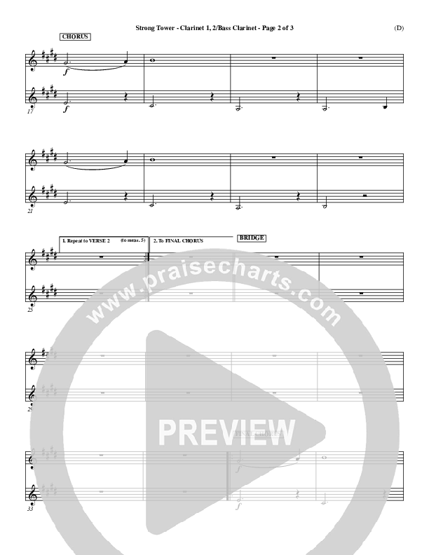 Strong Tower Clarinet 1/2, Bass Clarinet (Kutless)