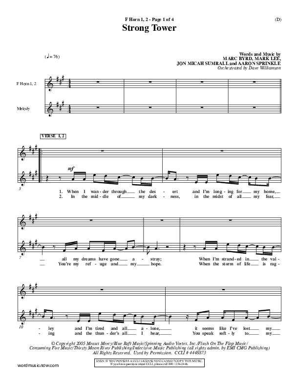 Strong Tower French Horn 1/2 (Kutless)