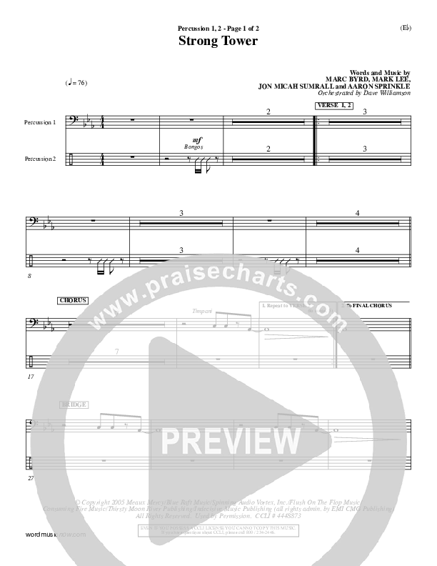 Strong Tower Percussion 1/2 (Kutless)