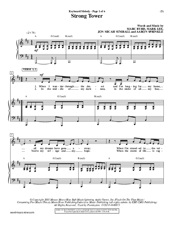 Strong Tower Lead Sheet (Kutless)