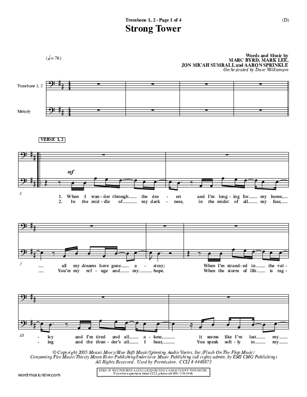 Strong Tower Trombone 1/2 (Kutless)