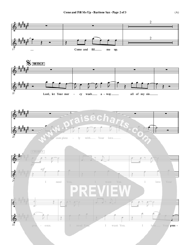 Come And Fill Me Up Bari Sax (Brian Doerksen)