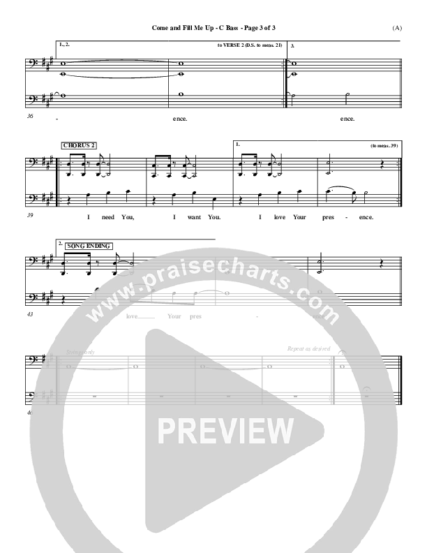 Come And Fill Me Up Contrabass (Brian Doerksen)