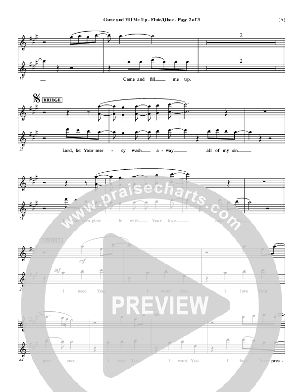 Come And Fill Me Up Flute/Oboe (Brian Doerksen)