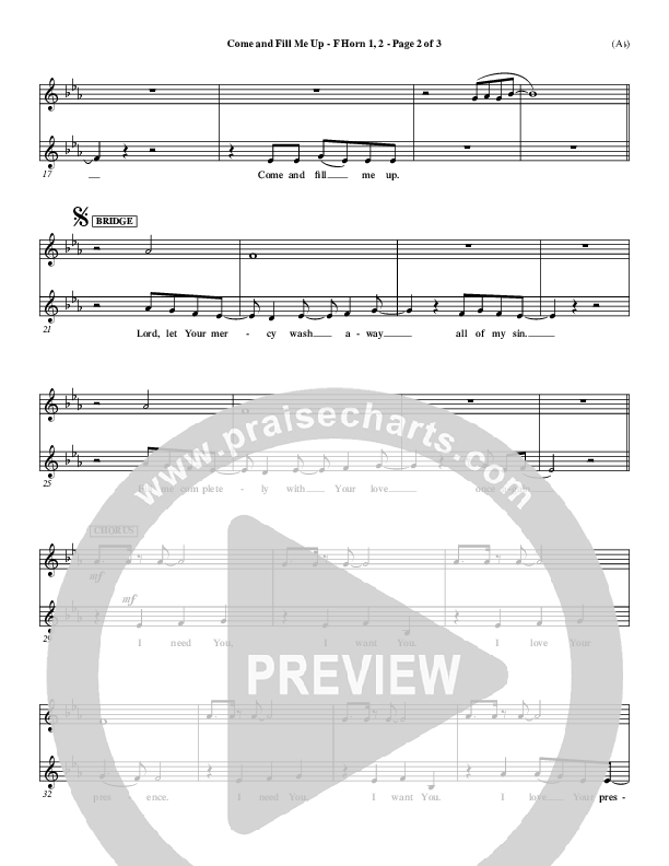 Come And Fill Me Up French Horn 1/2 (Brian Doerksen)