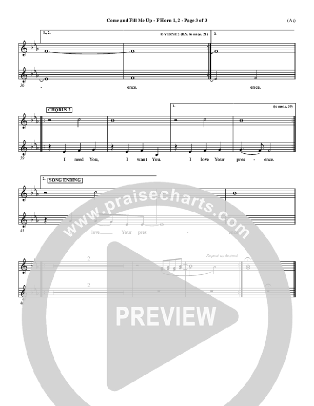 Come And Fill Me Up French Horn 1/2 (Brian Doerksen)