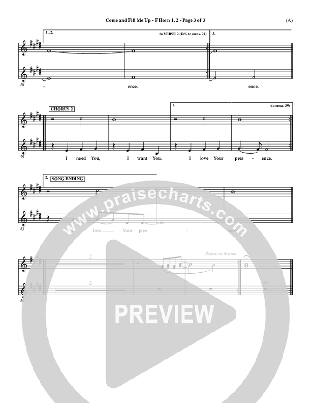 Come And Fill Me Up French Horn (Brian Doerksen)