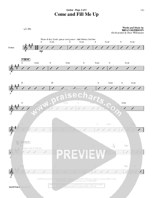 Come And Fill Me Up Guitar (Brian Doerksen)