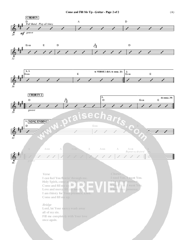 Come And Fill Me Up Guitar (Brian Doerksen)