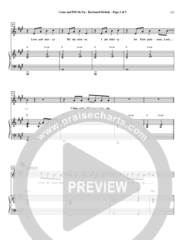 Come And Fill Me Up Piano/Vocal (Brian Doerksen)