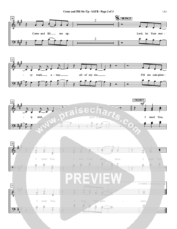 Come And Fill Me Up Lead Sheet (Brian Doerksen)