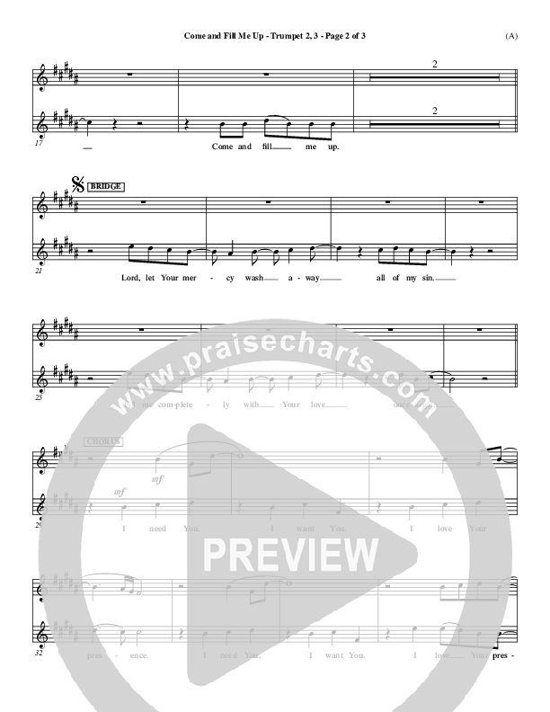 Come And Fill Me Up Trumpet 2/3 (Brian Doerksen)