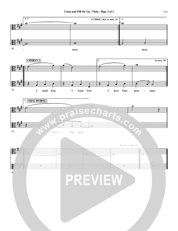 Come And Fill Me Up Viola (Brian Doerksen)