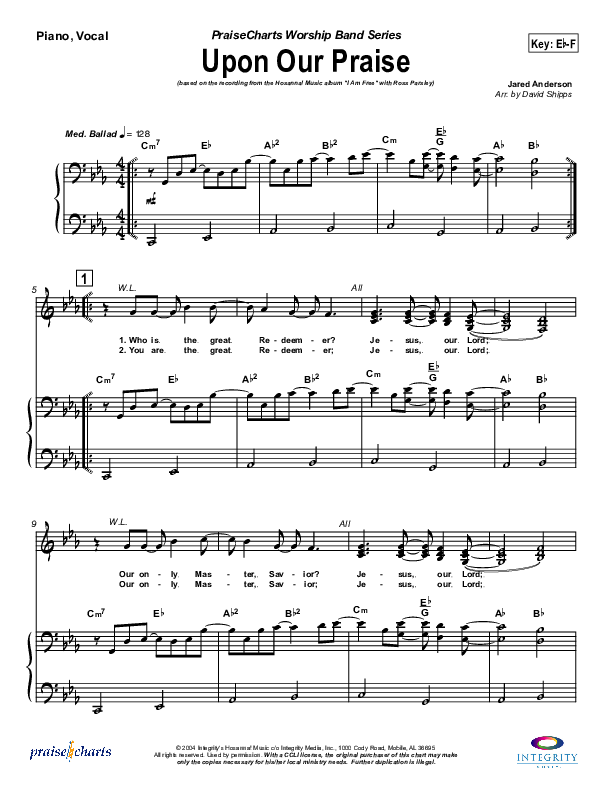 Upon Our Praise Piano/Vocal (New Life Worship)