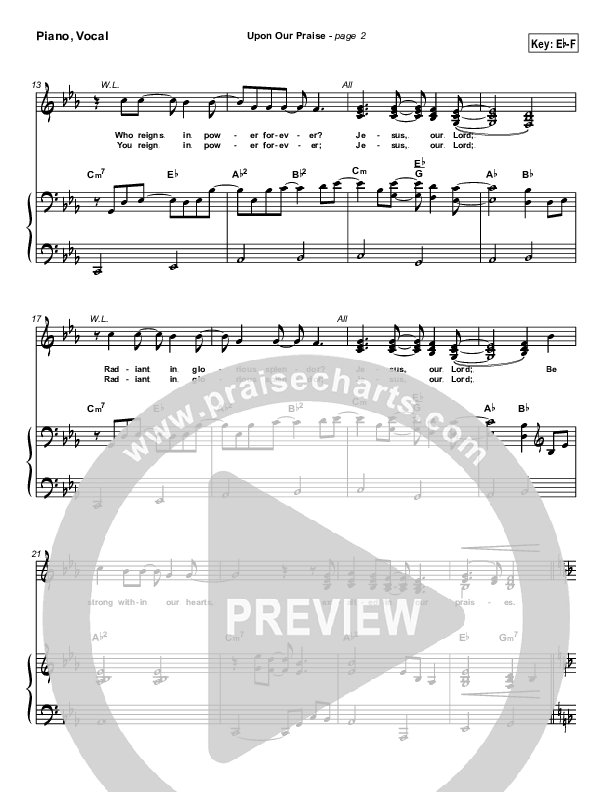 Upon Our Praise Piano/Vocal (New Life Worship)