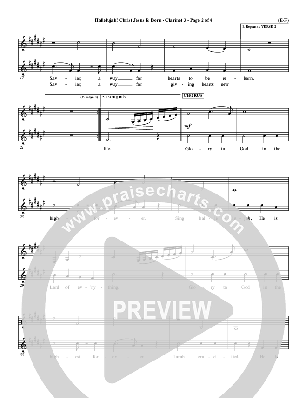 Hallelujah Christ Jesus Is Born Clarinet 3 (Dennis Jernigan)