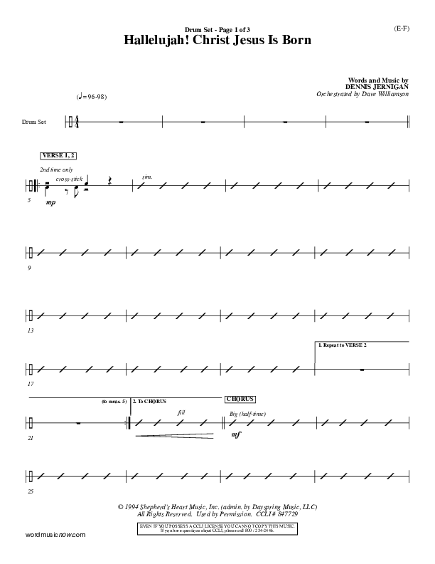 Hallelujah Christ Jesus Is Born Drum Set (Dennis Jernigan)