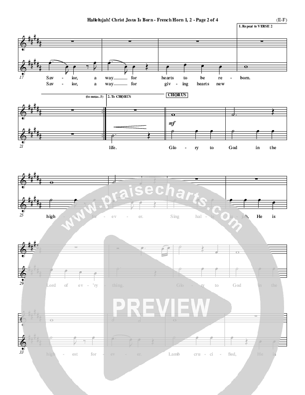 Hallelujah Christ Jesus Is Born French Horn 1/2 (Dennis Jernigan)