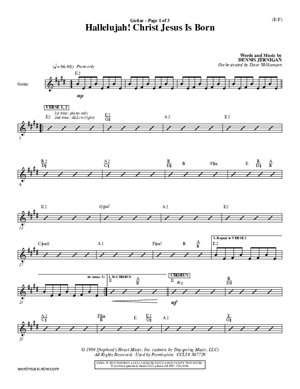 Hallelujah Christ Jesus Is Born Guitar (Dennis Jernigan)