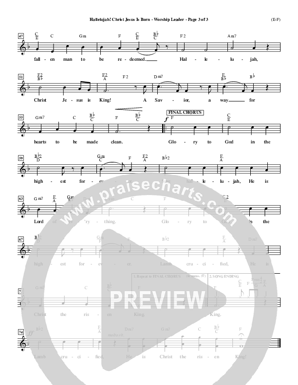 Hallelujah Christ Jesus Is Born Lead Sheet (Dennis Jernigan)