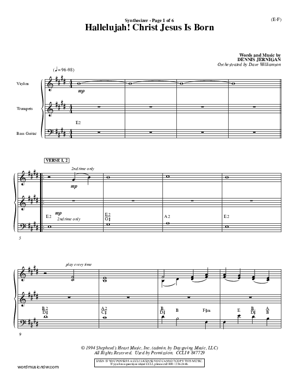 Hallelujah Christ Jesus Is Born Synth (Dennis Jernigan)