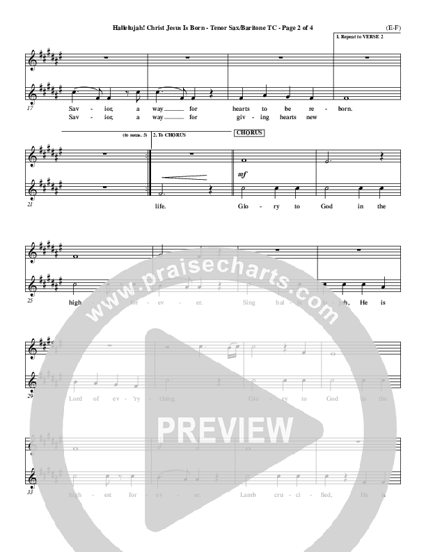 Hallelujah Christ Jesus Is Born Tenor Sax/Baritone T.C. (Dennis Jernigan)