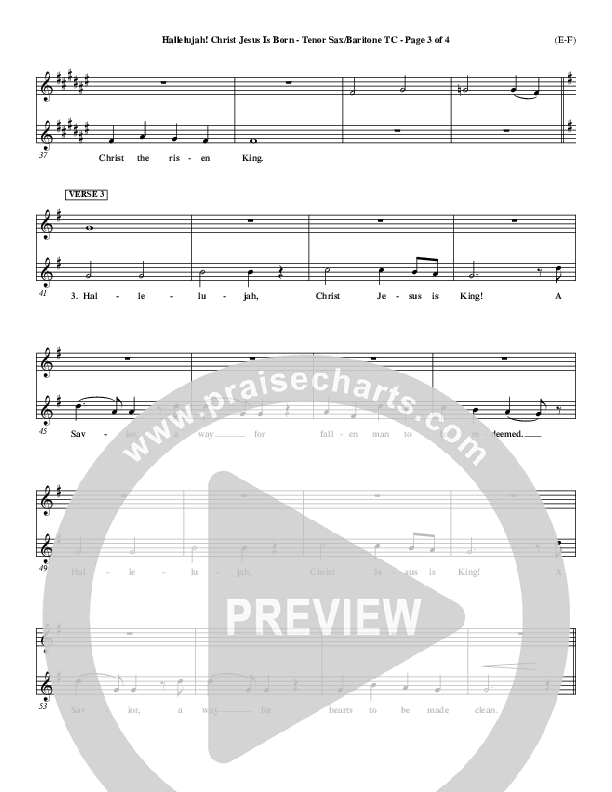 Hallelujah Christ Jesus Is Born Tenor Sax/Baritone T.C. (Dennis Jernigan)