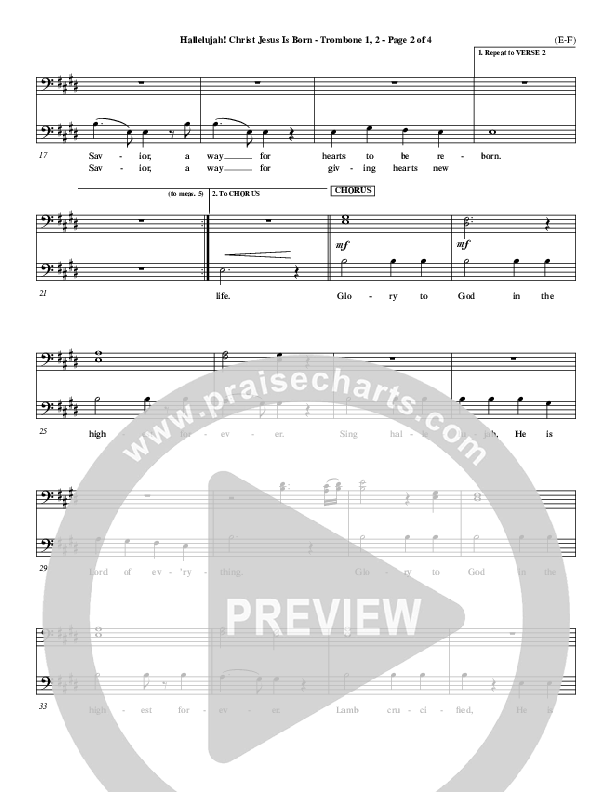 Hallelujah Christ Jesus Is Born Trombone 1/2 (Dennis Jernigan)