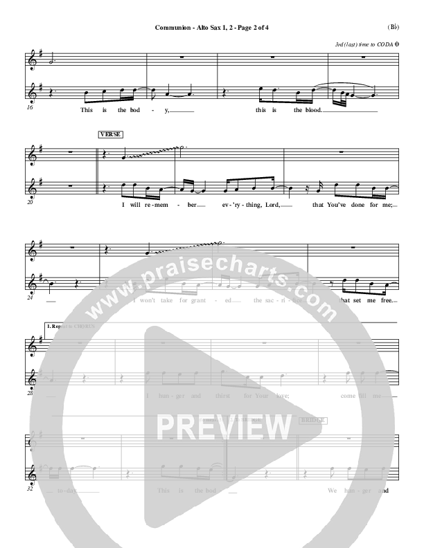 Communion Alto Sax 1/2 (Third Day)