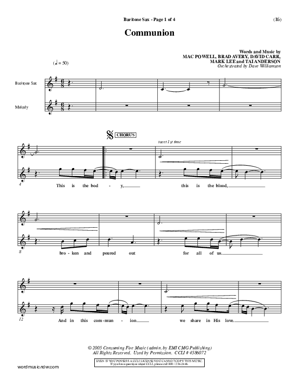 Communion Bari Sax (Third Day)