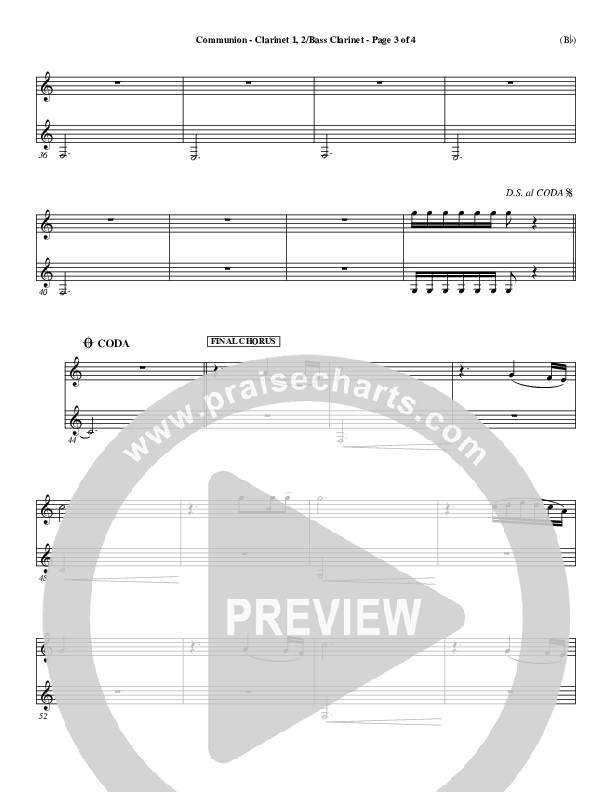 Communion Clarinet 1/2, Bass Clarinet (Third Day)