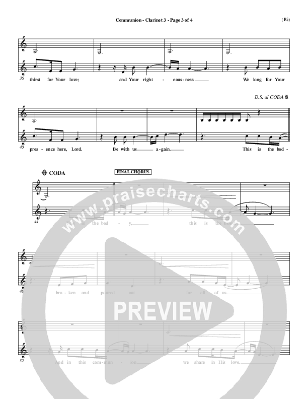 Communion Clarinet 3 (Third Day)